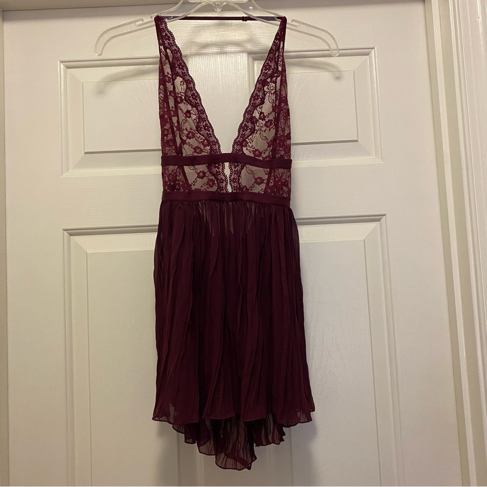 Victoria's Secret Burgundy Backless Chemise, size M